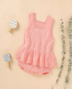 Crochet 3M-18M Plain Sleeveless Summer Baby Girl Romper Dress PINK